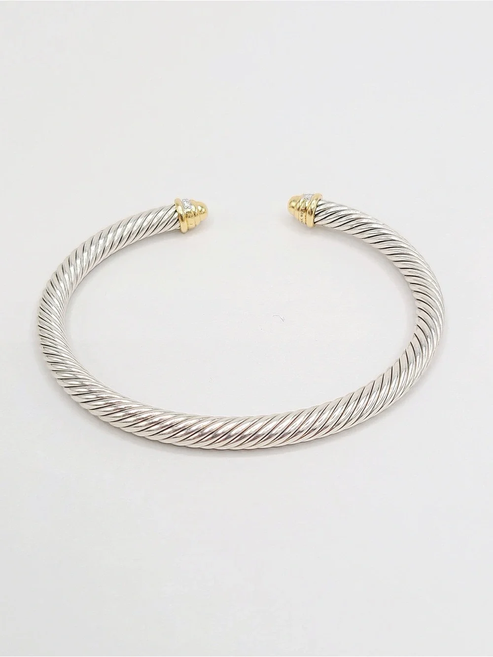 David Yurman Classic Cable Bracelet With Diamonds and Gold Dome , 5mm - Picture 5 of 8